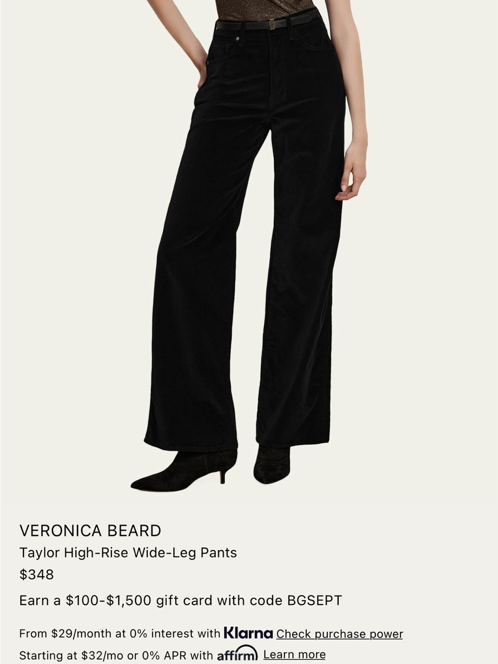 Veronica Beard Black velvet High-Rise Wide-Leg Pants